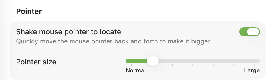 macOS Shake to Locate pointer setting
